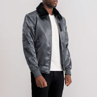 Clyde B-15 Grey Bomber Jacket by Dash Racegear - men Jacket view 2