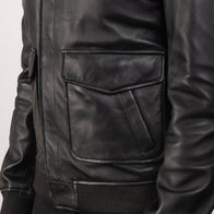 Coffmen Black A2 Leather Bomber Jacket by Dash Racegear - men Jacket view 6