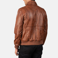 Coffmen Brown A2 Leather Bomber Jacket by Dash Racegear - men Jacket view 5