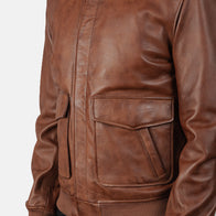 Coffmen Brown A2 Leather Bomber Jacket by Dash Racegear - men Jacket view 6