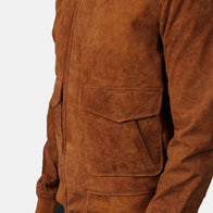 Coffmen Brown Suede A2 Bomber Jacket by Dash Racegear - men Jacket view 6