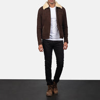 Coffner Brown Shearling Fur Jacket by Dash Racegear - men Jacket view 3