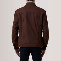 Colberto Brown Waxed Canvas Trucker Jacket by Dash Racegear - men Jacket view 4