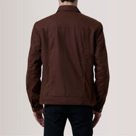 Colberto Brown Waxed Canvas Trucker Jacket by Dash Racegear - men Jacket view 4