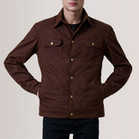 Colberto Brown Waxed Canvas Trucker Jacket by Dash Racegear - men Jacket view 5