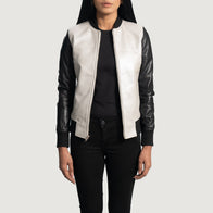 Cole Silver Leather Bomber Jacket by Dash Racegear - women Jacket view 3