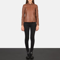 Colette Brown Leather Jacket by Dash Racegear - women Jacket view 3
