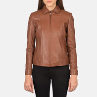 Colette Brown Leather Jacket by Dash Racegear - women Jacket view 4