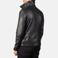 Columbus Black Leather Bomber Jacket by Dash Racegear - men Jacket view 5