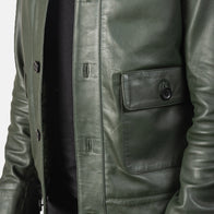 Columbus Green Leather Bomber Jacket by Dash Racegear - men Jacket view 6