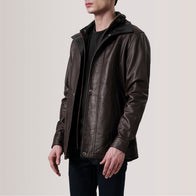 Connor Maroon Leather Coat by Dash Racegear - men Jacket view 3