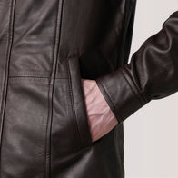 Connor Maroon Leather Coat by Dash Racegear - men Jacket view 6