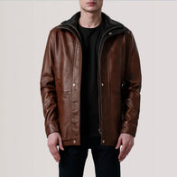 Connor Waxed Brown Leather Coat by Dash Racegear - men Jacket view 1