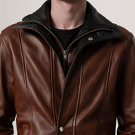 Connor Waxed Brown Leather Coat by Dash Racegear - men Jacket view 6