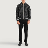Cooper Black Leather Varsity Jacket by Dash Racegear - men Jacket view 3