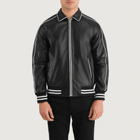 Cooper Black Leather Varsity Jacket by Dash Racegear - men Jacket view 4