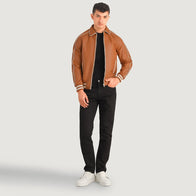 Cooper Tan Brown Leather Varsity Jacket by Dash Racegear - men Jacket view 1