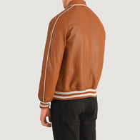 Cooper Tan Brown Leather Varsity Jacket by Dash Racegear - men Jacket view 5