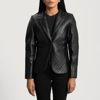 Cora Quilted Black Leather Blazer by Dash Racegear - women Jacket view 1