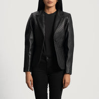 Cora Quilted Black Leather Blazer by Dash Racegear - women Jacket view 2