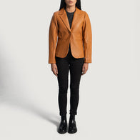 Cora Quilted Brown Leather Blazer by Dash Racegear - women Jacket view 3