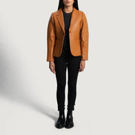 Cora Quilted Brown Leather Blazer by Dash Racegear - women Jacket view 4