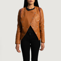 County Tan Overlap Leather Jacket by Dash Racegear - women Jacket view 3