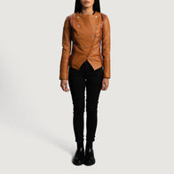 County Tan Overlap Leather Jacket by Dash Racegear - women Jacket view 4