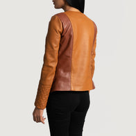 County Tan Overlap Leather Jacket by Dash Racegear - women Jacket view 5
