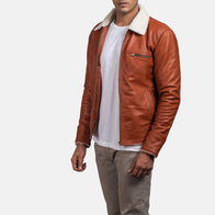 Dan Frost Tan Shearling Jacket by Dash Racegear - men Jacket view 2