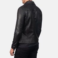 Danny Quilted Black Leather Biker Jacket by Dash Racegear - men Jacket view 5