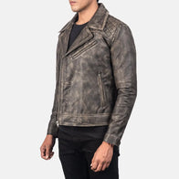 Danny Quilted Brown Leather Biker Jacket by Dash Racegear - men Jacket view 2