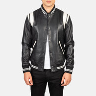 Dantee Black Leather Varsity Jacket by Dash Racegear - men Jacket view 1