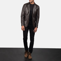 Daron Brown Leather Blazer by Dash Racegear - men Jacket view 3