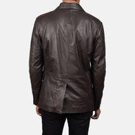 Daron Brown Leather Blazer by Dash Racegear - men Jacket view 5