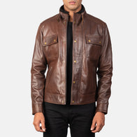 Darren Brown Leather Biker Jacket by Dash Racegear - men Jacket view 1