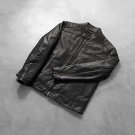 Dean Black Leather Biker Jacket by Dash Racegear - men Jacket view 7