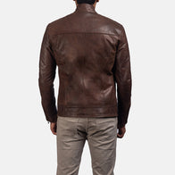 Dean Brown Leather Biker Jacket by Dash Racegear - men Jacket view 5