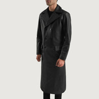 Delmar Black Leather Double Breasted Coat by Dash Racegear - men Jacket view 2