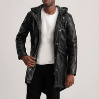 Delvin Black Leather Parka by Dash Racegear - men Jacket view 1