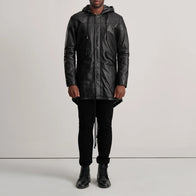 Delvin Black Leather Parka by Dash Racegear - men Jacket view 3