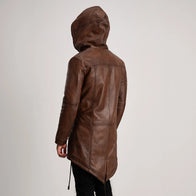 Delvin Distressed Brown Leather Parka by Dash Racegear - men Jacket view 5