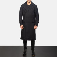 Detective Black Wool Coat by Dash Racegear - men Jacket view 4