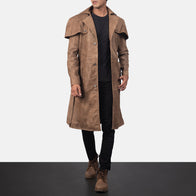 Deux Brown Leather Duster by Dash Racegear - men Jacket view 6