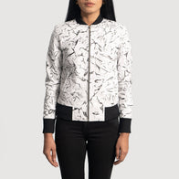 Donna Blake White Leather Bomber Jacket by Dash Racegear - women Jacket view 1