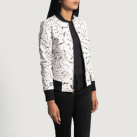 Donna Blake White Leather Bomber Jacket by Dash Racegear - women Jacket view 2