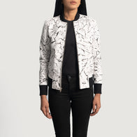 Donna Blake White Leather Bomber Jacket by Dash Racegear - women Jacket view 3