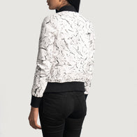 Donna Blake White Leather Bomber Jacket by Dash Racegear - women Jacket view 6