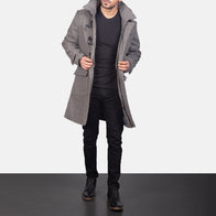 Drake Grey Wool Hooded Duffle Coat by Dash Racegear - men Jacket view 1