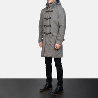 Drake Grey Wool Hooded Duffle Coat by Dash Racegear - men Jacket view 2